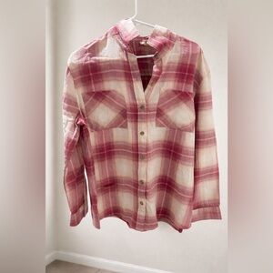 a.n.a Pink Plaid Button Shirt (NWT)